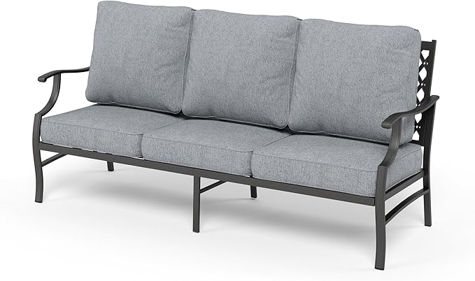 Patio Furniture Sofa, All-Weather Outdoor 3 Seats Couch, Outdoor Patio Couch