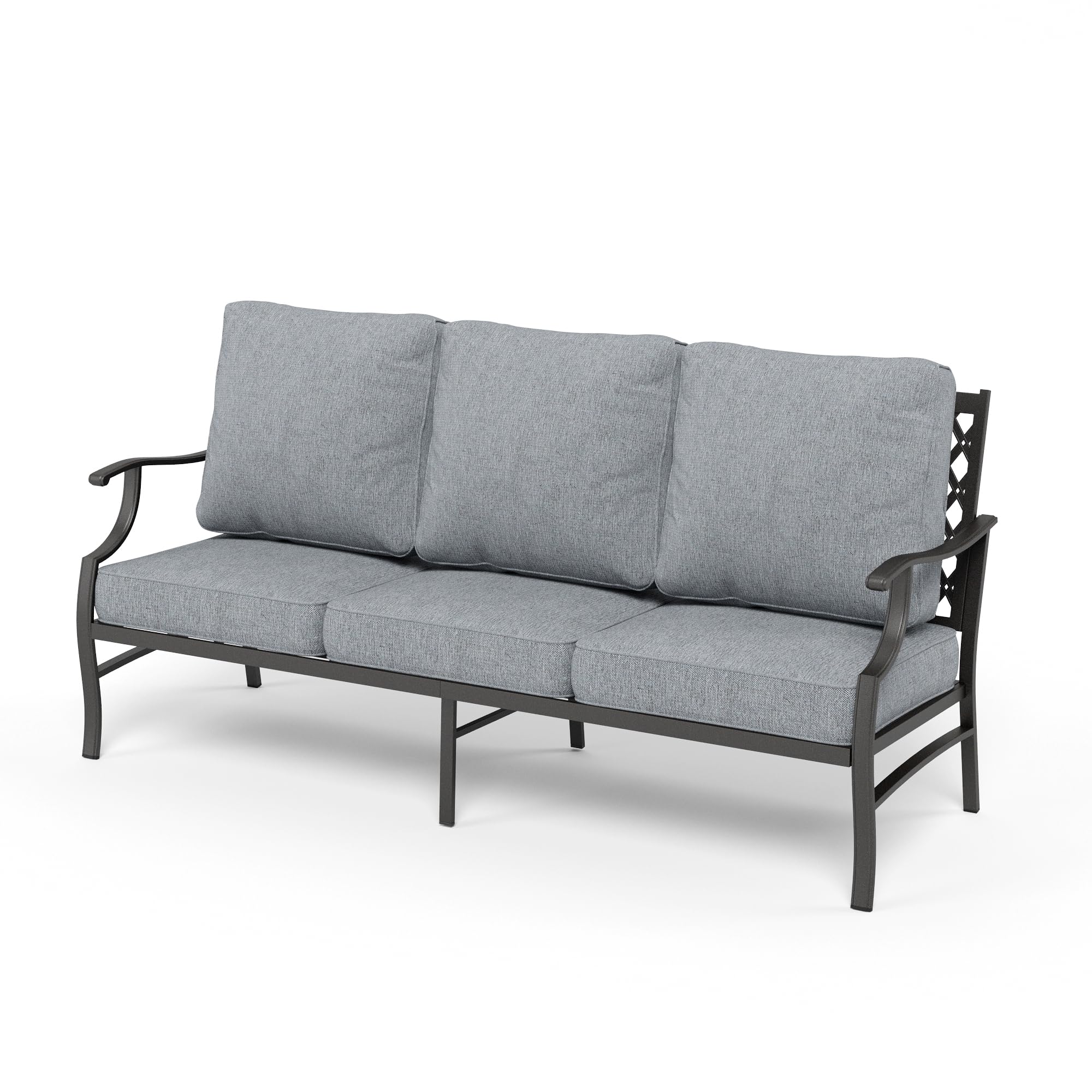 Patio Furniture Sofa, All-Weather Outdoor 3 Seats Couch, Outdoor Patio Couch