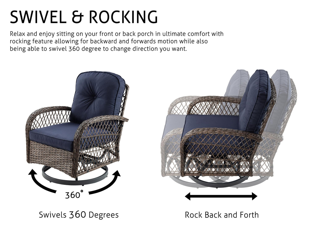 Outdoor Swivel Glider Rocker, Wicker Patio Bistro Set