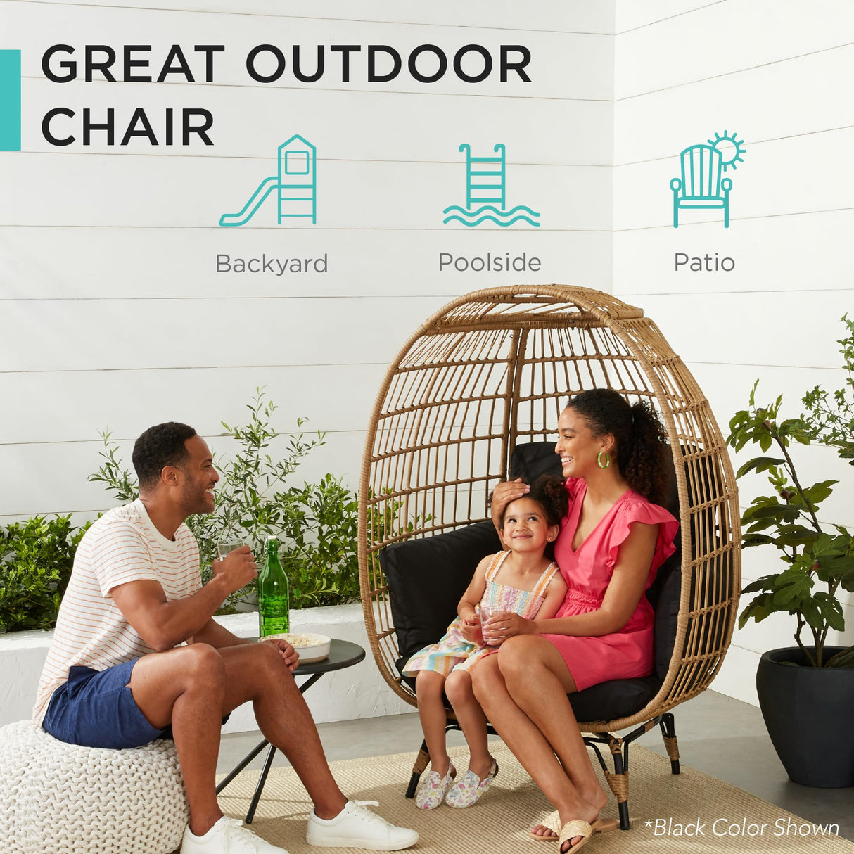 Wicker Egg Chair, Oversized Indoor Outdoor Lounger for Patio