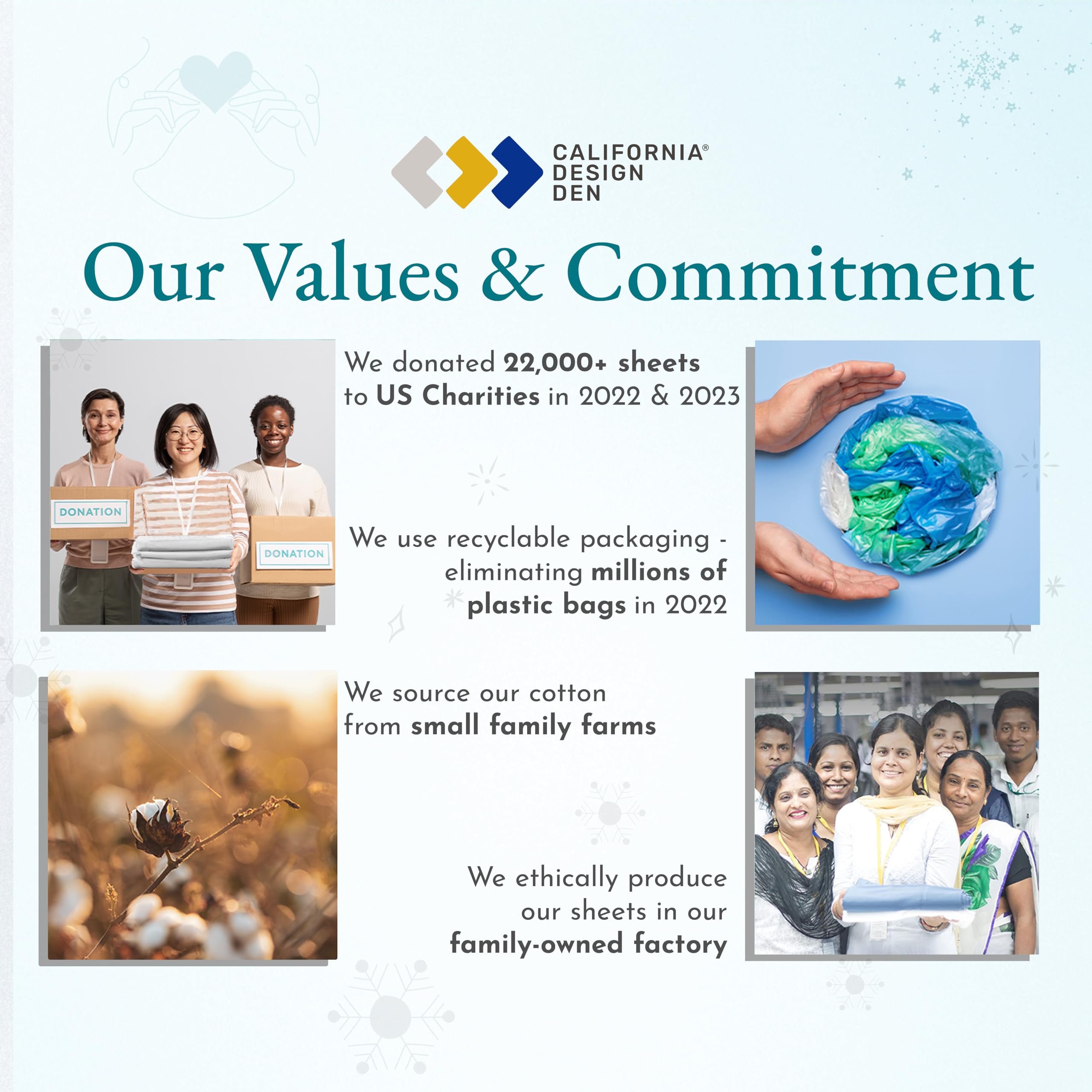 California Design Den 4 Piece Full Size Sheet Set - 100% Cotton 500 Thread Count, Cooling Deep Pocket Bed Sheets with Fitted Elastic Sheet, Extra Soft Luxury Hotel Quality - Pure White