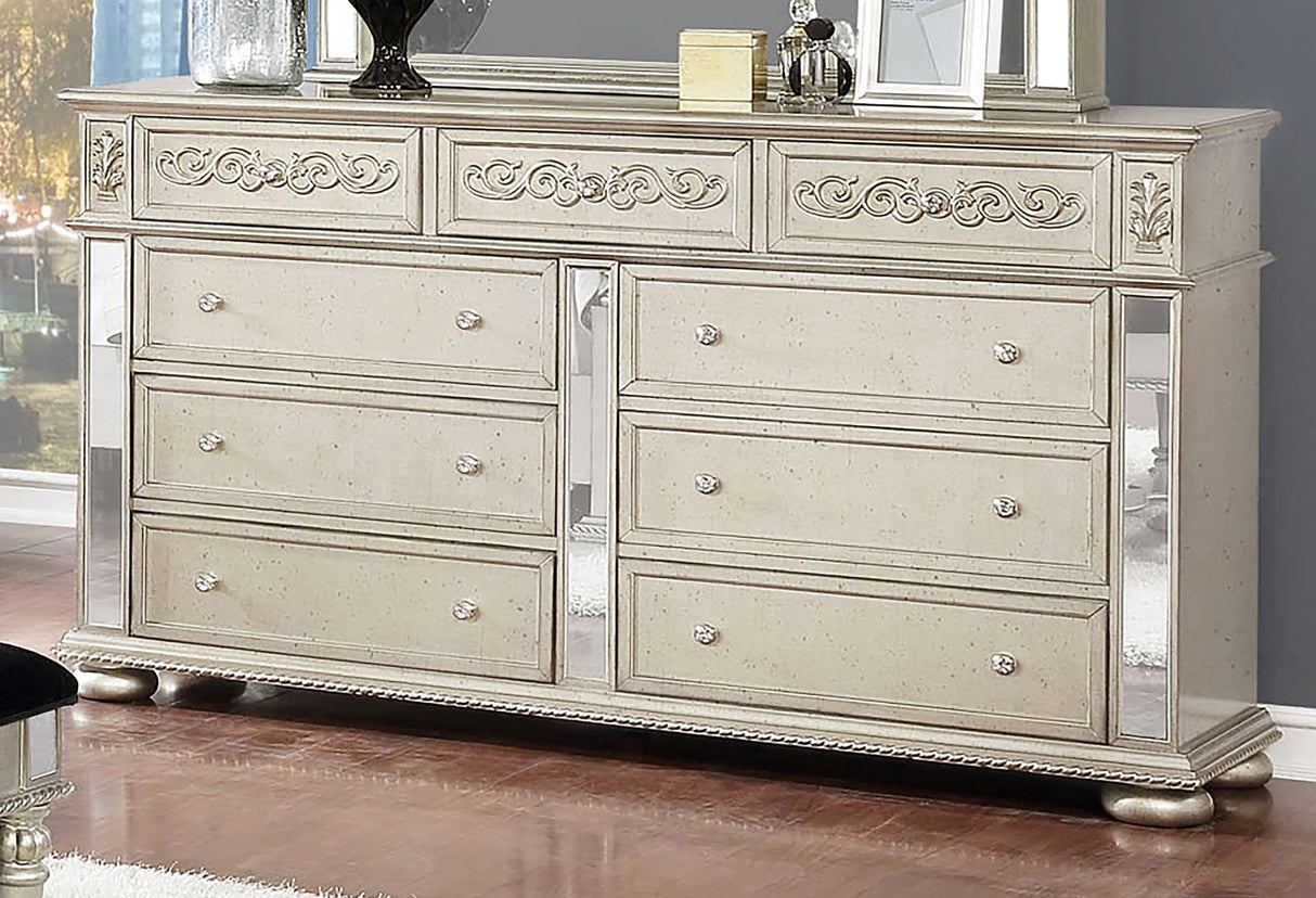 Coaster Home Furnishings Heidi Traditional 65-inch 9-Drawer Bedroom Dresser Clothing Storage Cabinet Wide Chest of Drawers Organizer Unit Metallic Platinum 222733