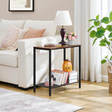 2 Tier End Table, Sofa Side Table, Narrow Side Table with Storage, Slim Nightstand