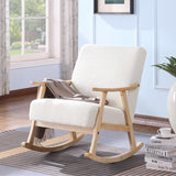 Rocking Chair Nursery, Teddy Upholstered Glider Rocking Chair Sherpa Nursing Glider Rocker Chair Indoor Comfy Boucle Armchair Rocking Accent Chair for Living Room Bedroom Reading Room, White