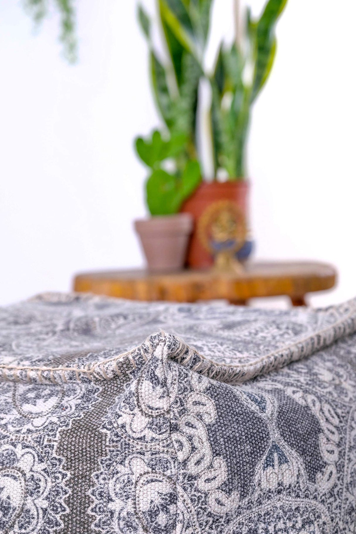 ART Parsley Gray Cube Bean Bag Cover- 20x20x20 inches –Luxury Pouf Ottoman, Room