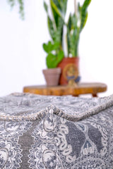 ART Parsley Gray Cube Bean Bag Cover- 20x20x20 inches –Luxury Pouf Ottoman, Room