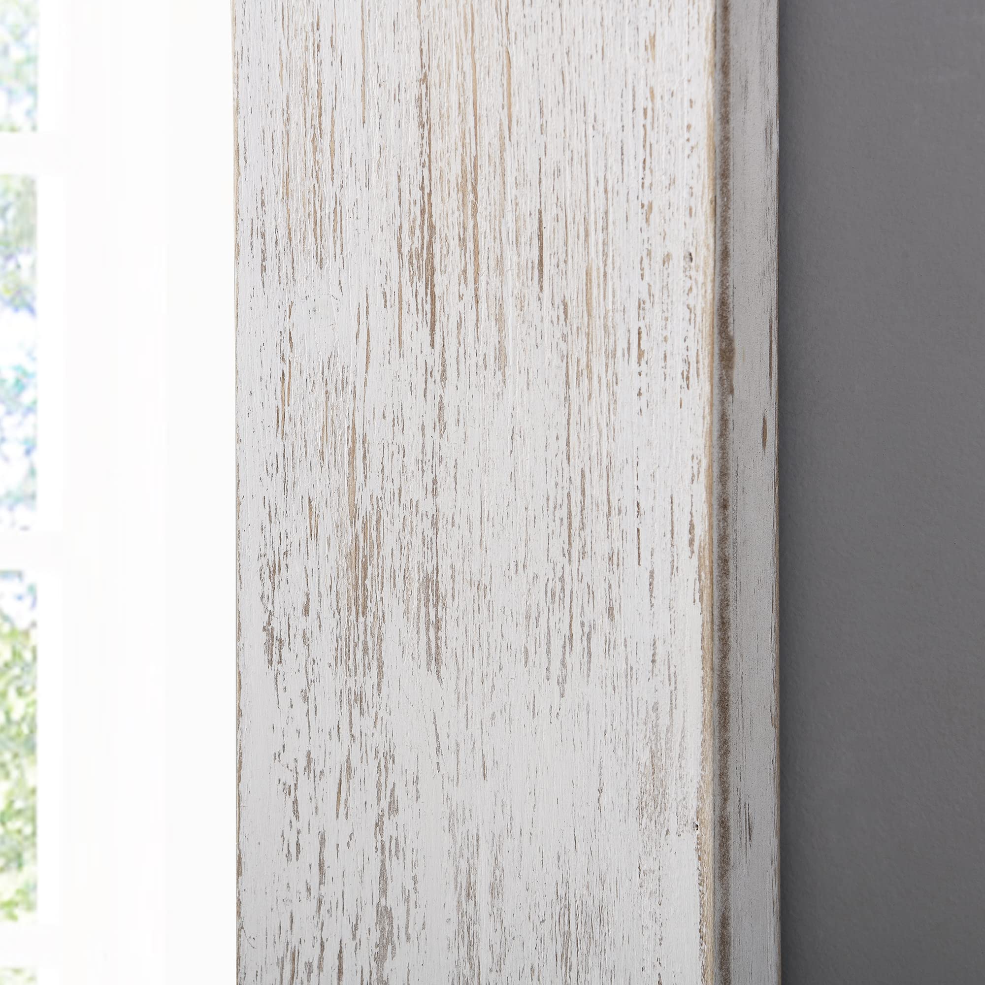 Barn Door Wall Mirror, 33.5"H x 21.5"W, Tan/Ivory Wood