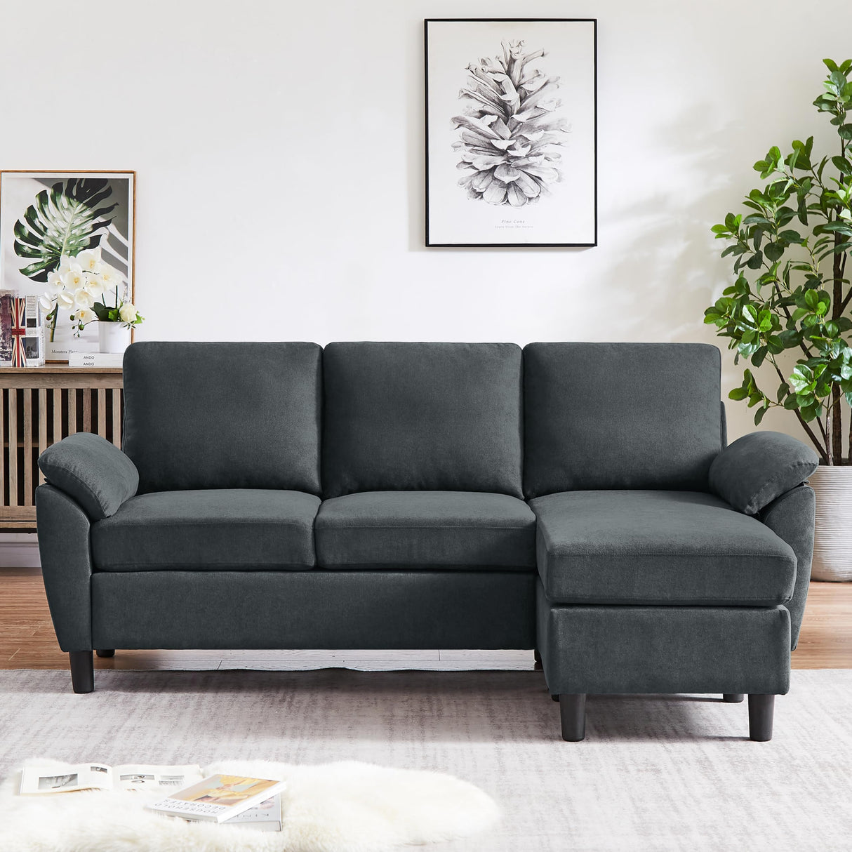 79" Convertible Sectional Sofa, Small L Shaped 3-Seat Couch with Reversible Chaise