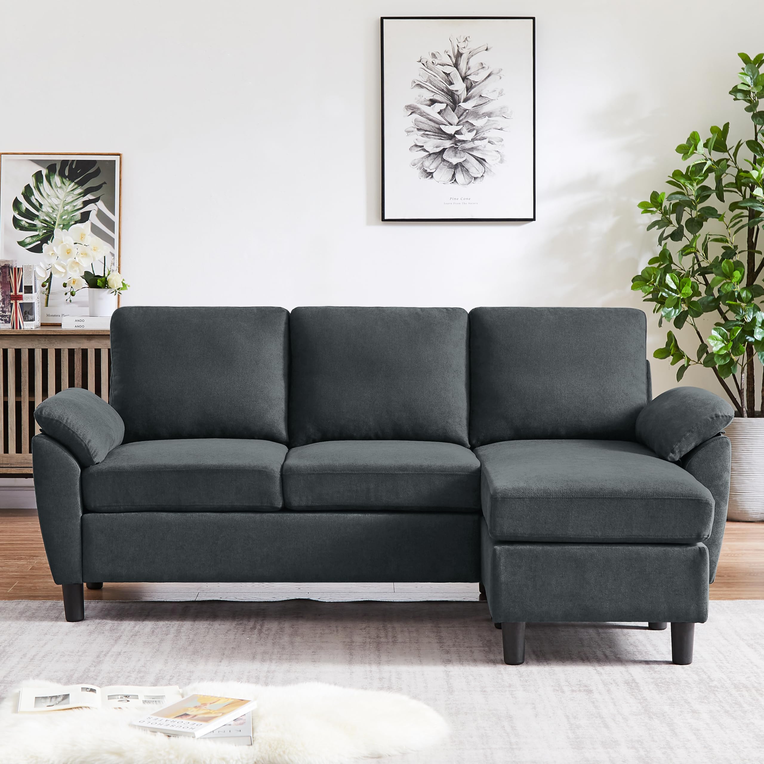 79" Convertible Sectional Sofa, Small L Shaped 3-Seat