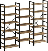 Bookshelves 6 Tiers Triple Wide Industrial Bookshelf, Large Etagere Bookshelf Open Display Shelves