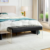 44.7” Modern End of Bed, PU Leather Upholstered Entryway Transparent Legs