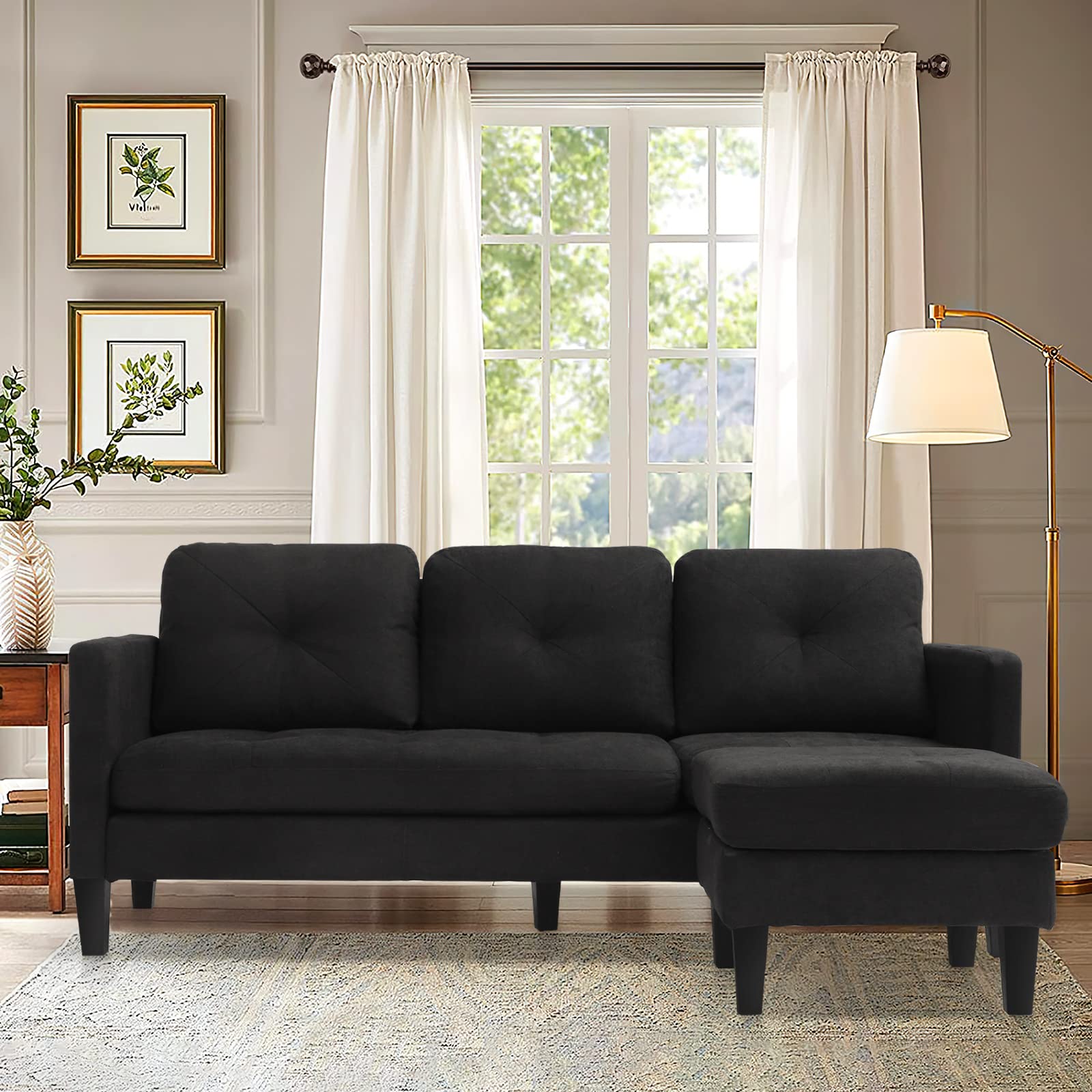 Sectional Sofa Couch, L-Shaped Couch with Modern Linen Fabric