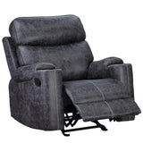 Hirah Wood & Microfiber Upholstered Glider Recliner in Dark Gray