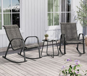 3-Piece Outdoor Bistro Rocking Chair Set Rocker Seating Outside for Front Porch Garden
