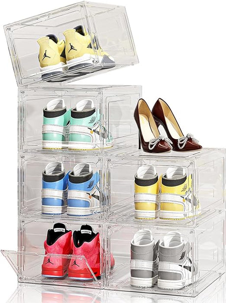 Upgraded Thickened Sturdy Large Shoe Boxes Clear Plastic Stackable