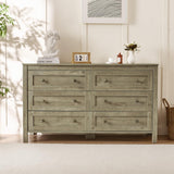 Wood Dresser for Bedroom, 6 Drawer Dresser Organizer, Chest of Drawers, Stylish Storage Dresser for Living Room