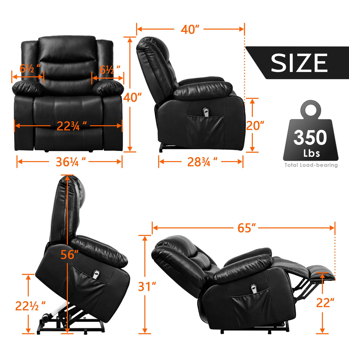 Power Lift Recliner Chair for Elderly - Oversized Electric Reclining Chair