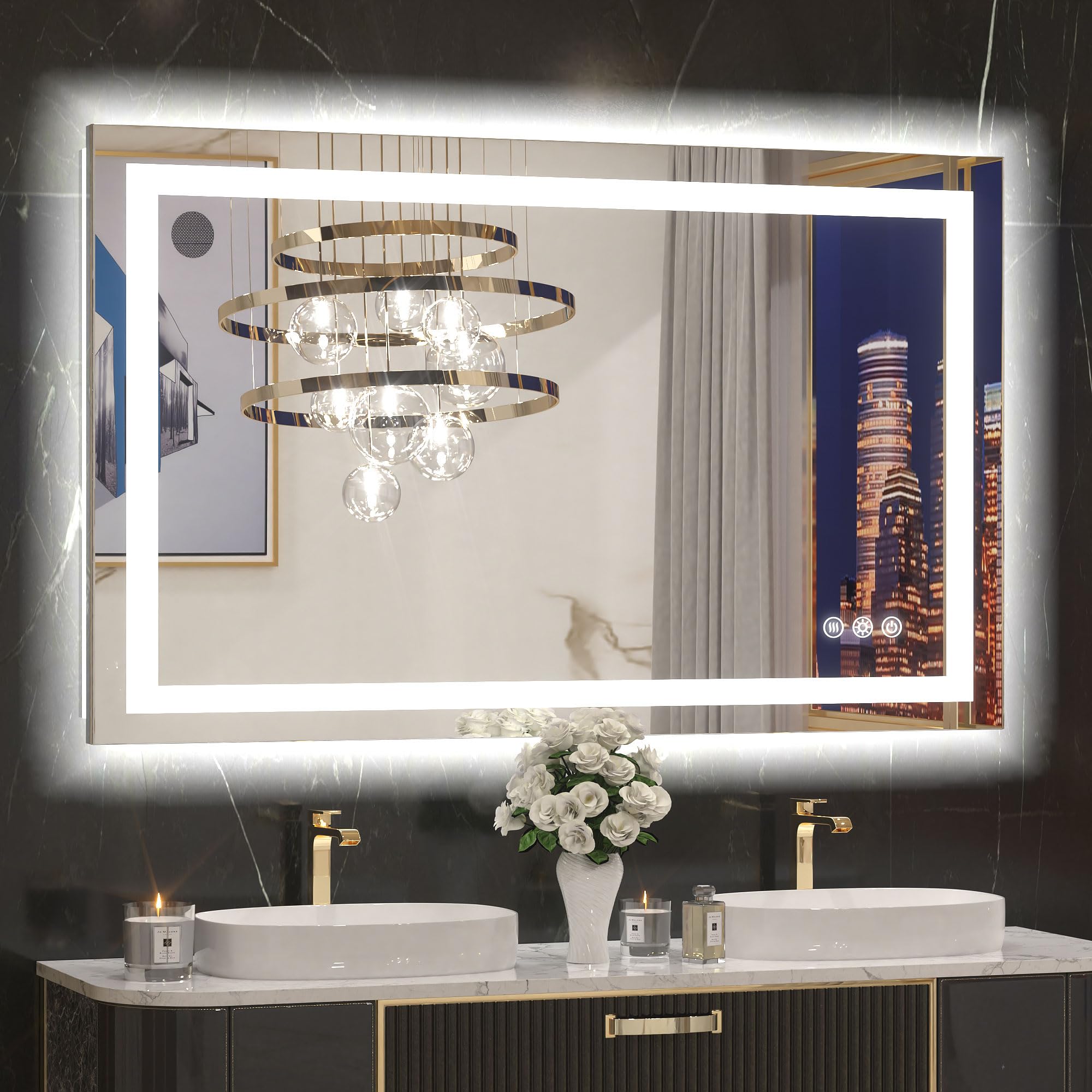 LED Bathroom Mirror with Lights  Frontlit & Backlit Lighted Vanity Mirror