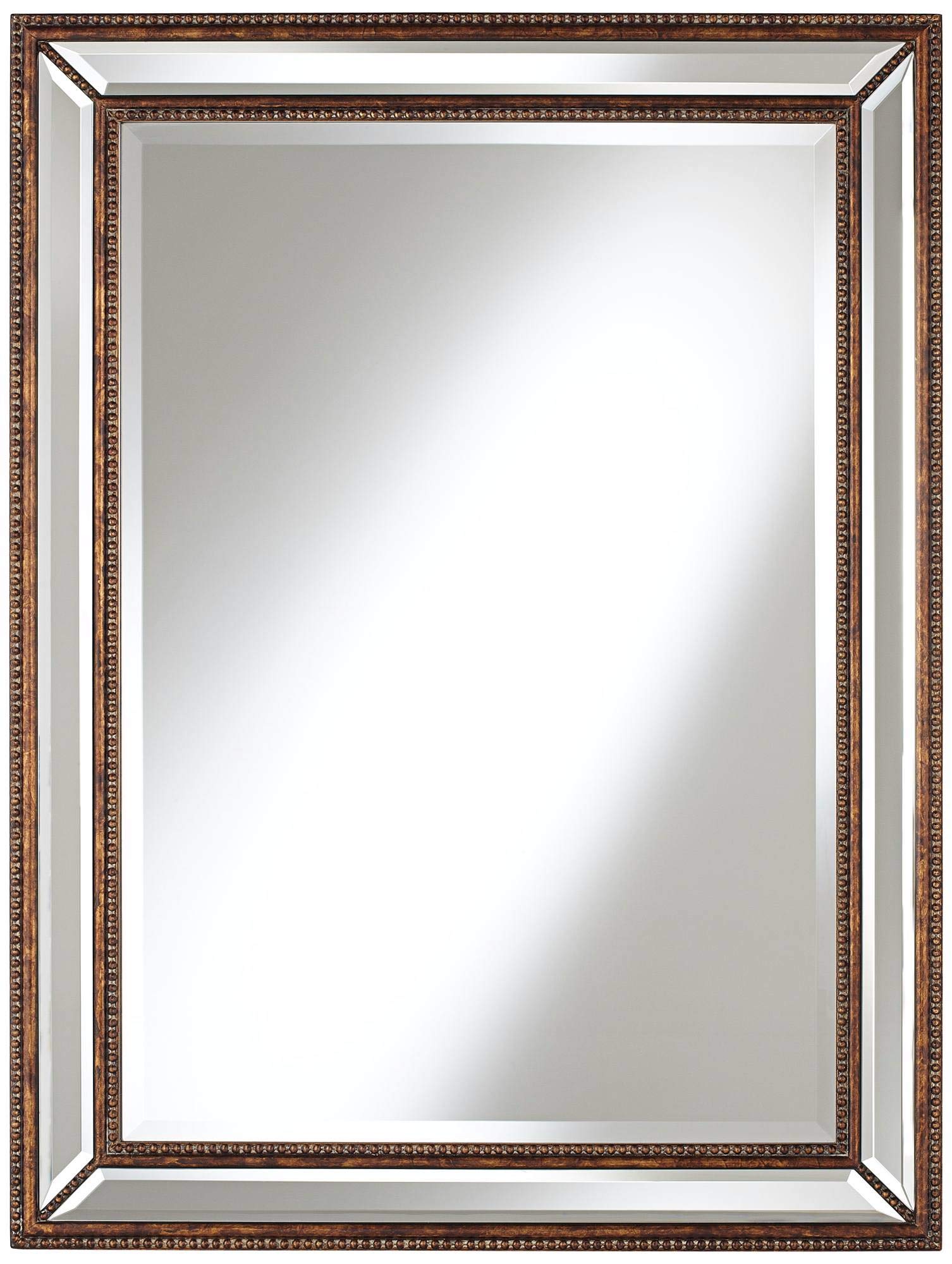 Palais Rectangular Vanity Decorative Wall Mirror Vintage Rustic Mottled Bronze Brown