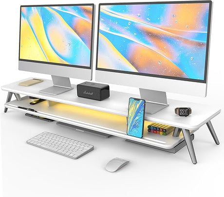 Dual Monitor Stand, Monitor Stands Riser for 2 Monitors, 42.5 Inch Monitor Stands Shelf