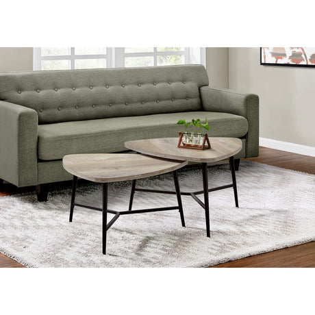 7939P Table, 2pcs Set, Coffee, End, Side, Accent, Living Room, Metal, Laminate, Beige