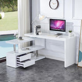 L Shaped Office Desk, Modern Rotating Corner Computer Desk