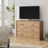 6 Drawer Double Dresser, 47.2" Wide Chest of 6 Drawers, Wooden Farmhouse Dressers for TV Stand