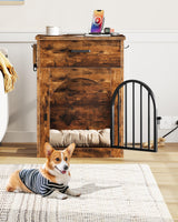 Wooden Dog Crate Furniture with Charging Station & Storage