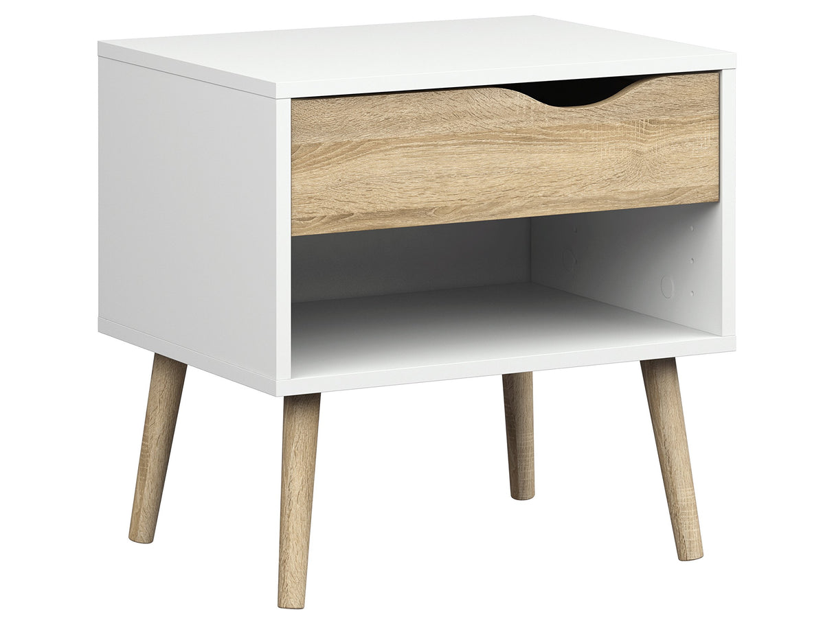 Diana 1 Drawer Nightstand, White/Oak Structure