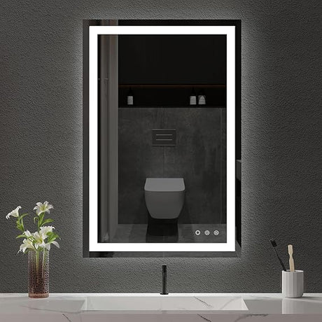 55x28 Inch LED Bathroom Mirror - Anti-Fog, Stepless Dimmable - Bathroom Mirror with Lights - 3 Color