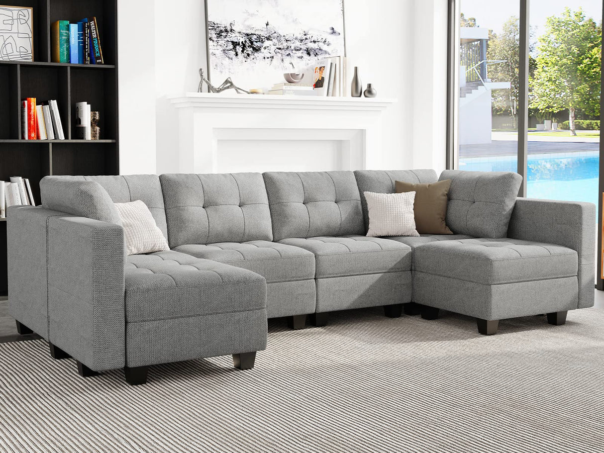 Modular U Shaped Sectional Sofa Couch with Reversible Chaises