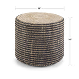 Larissa Round Pouf, Footstool, Upholstered in Natural Hand Braided Jute