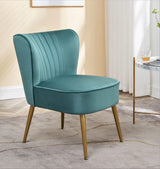 Modern Velvet Accent Chair for Living Room, Bedroom, or Entryway, Stylish and Comfortable Armless Design with Metal Legs, Teal