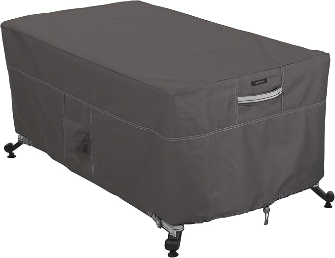 Ravenna Water-Resistant 56 Inch Rectangular Fire Pit Table Cover, Outdoor Table Cover