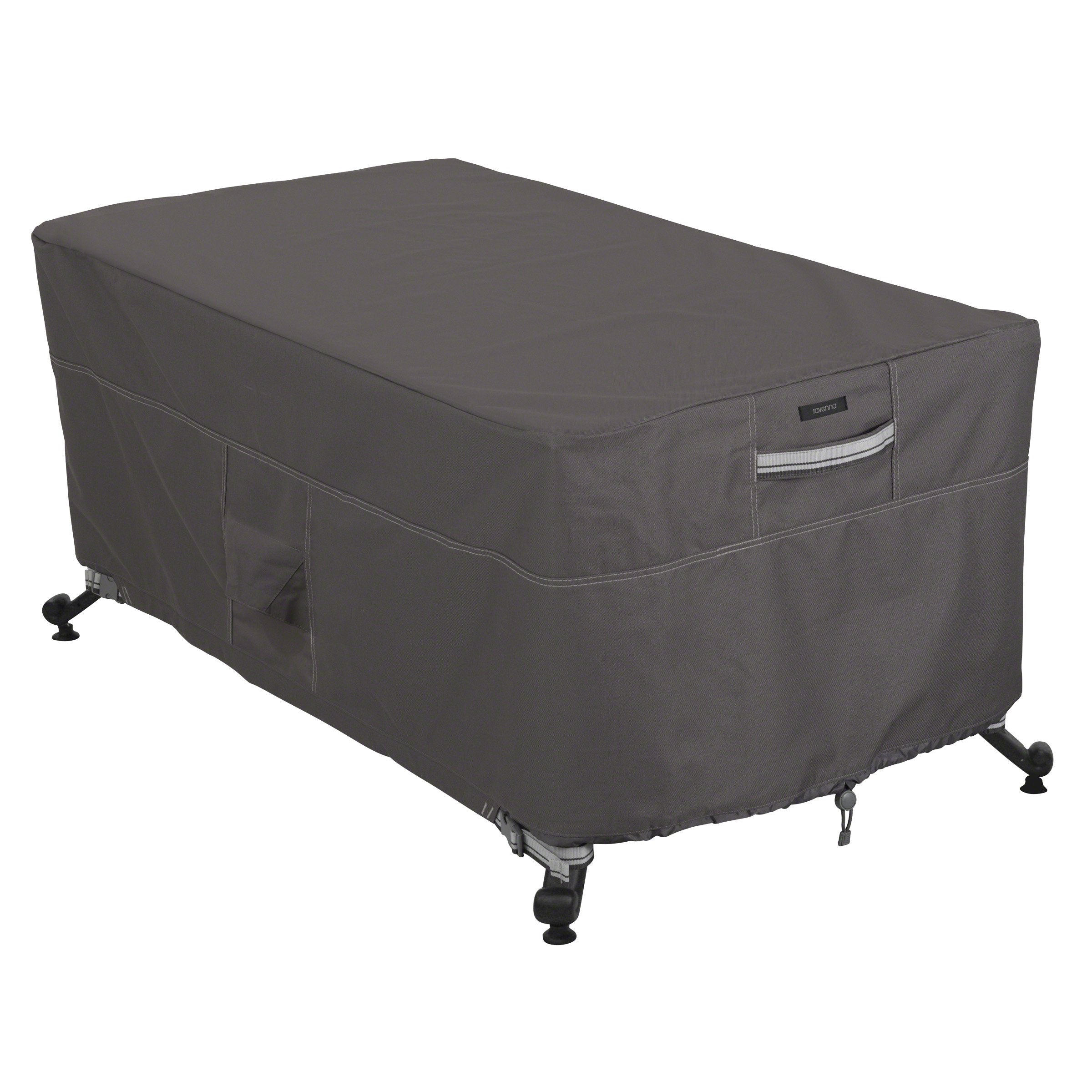 Ravenna Water-Resistant 56 Inch Rectangular Fire Pit Table Cover, Outdoor Table Cover