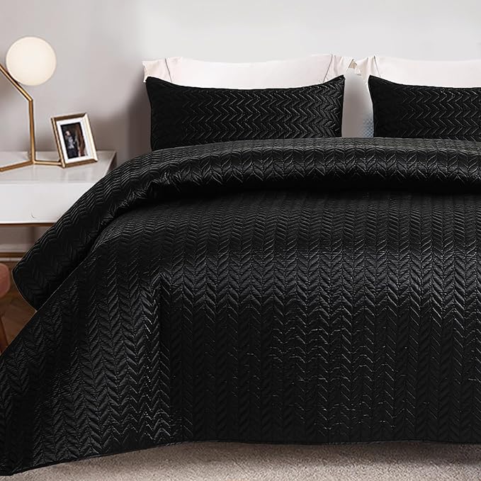 Silky Soft Satin Quilt King Size, Luxury Reversible Lightweight Bedspreads Covelets