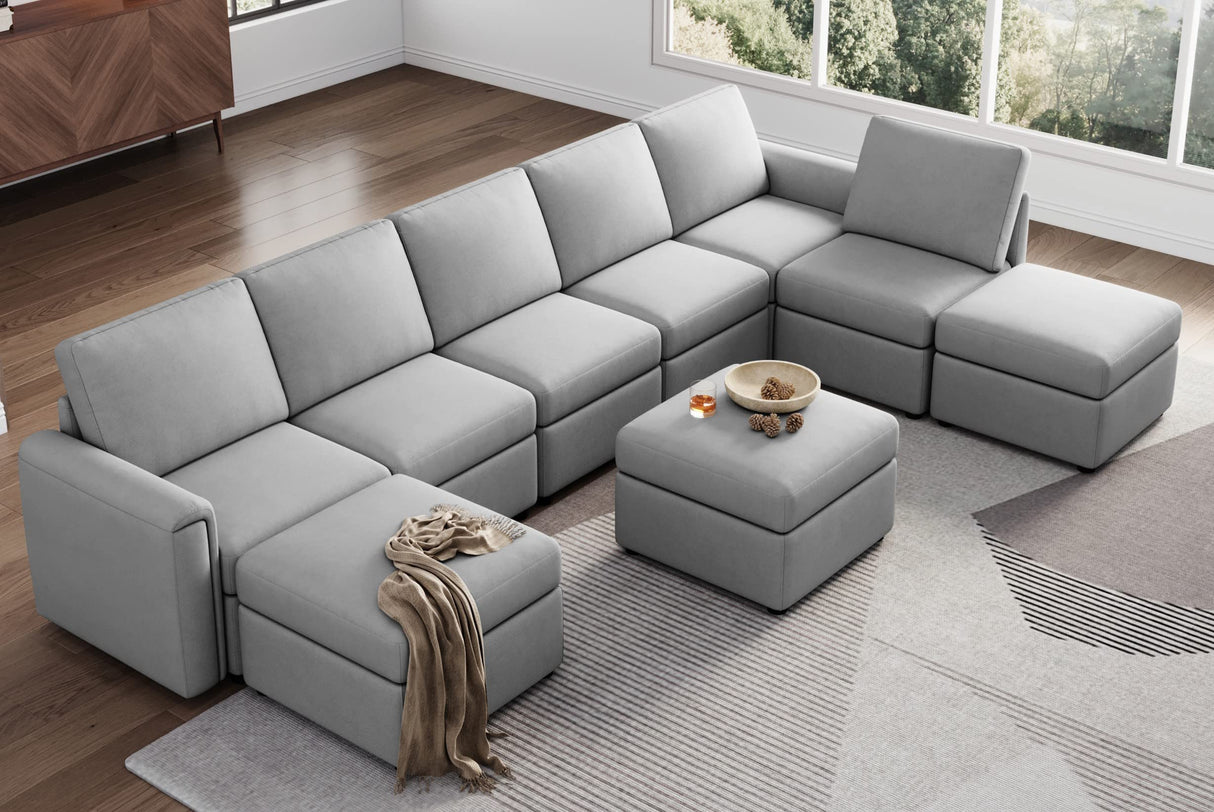 Modular Sectional Sofa, Oversized Sectional Couch with Storage, Ottomans