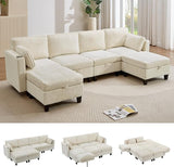 110" U-Shaped Modular Sectional Sofa, Convertible Sleeper Sofa Couch Bed