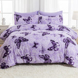 Bed in A Bag King Size 7 Pieces, Purple Paisley Butterfly Bedding Comforter Set All Season