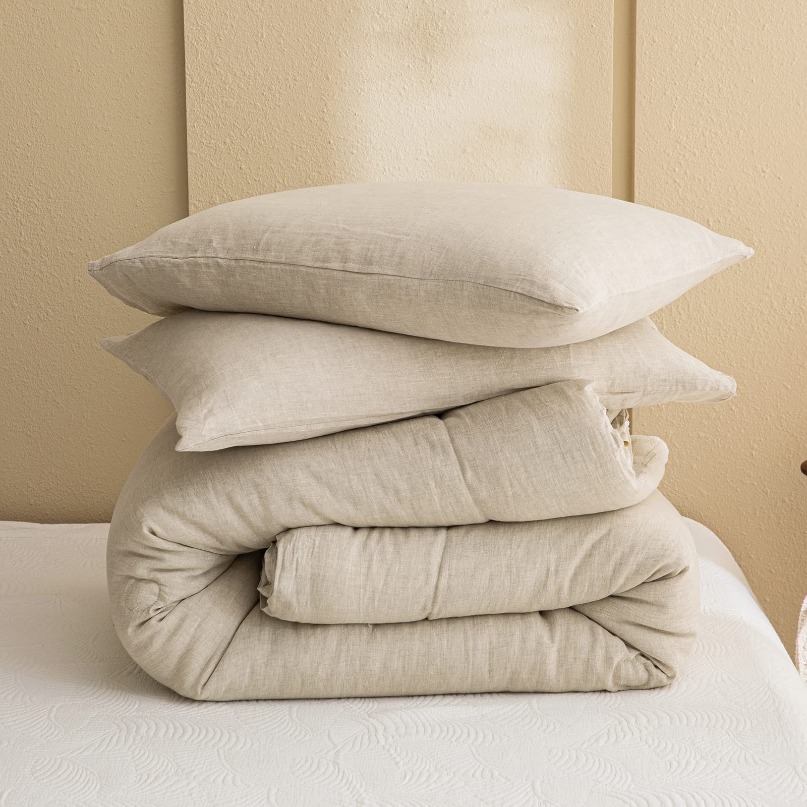 100% Linen Comforter Set Queen Natural French Flax Linen Bedding Comforter Set Soft