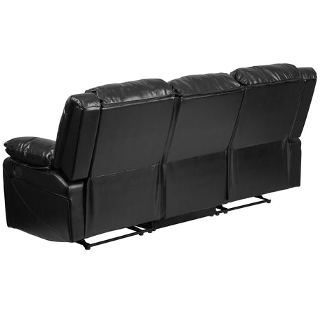 Series Black LeatherSoft Sofa with Two Built-In Recliners