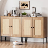 Rattan Storage Cabinet with Doors, Modern Sideboard Buffet Cabinet