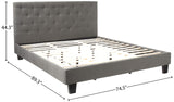 Furniture of America Roy Fabric Platform Bed with Button Tufted Headboard Design, California King, Gray