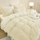 Faux Fur Beige Comforter Set King Size