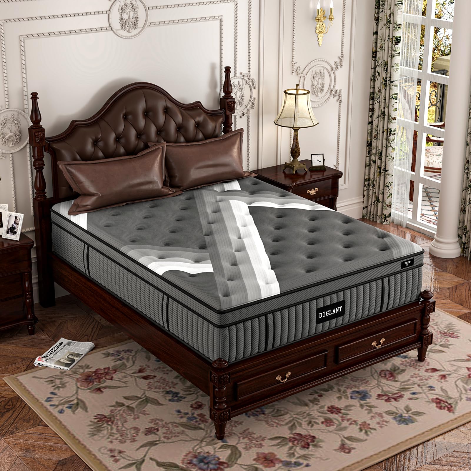 Queen Mattress DIGLANT 14 Inch Memory Foam Hybrid Mattress