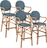 Outdoor Bar Stools Set of 2  30 Inch Bar Height Rattan Patio Barstools with Back