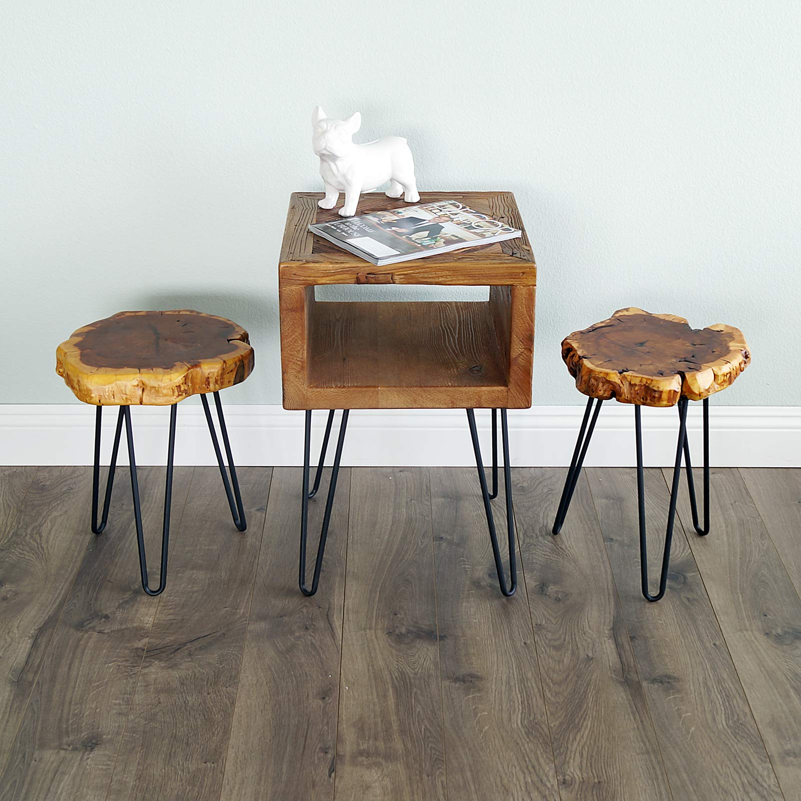 Unique Shape Natural Wood Stump Rustic Surface End Table