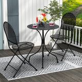 3 Pieces Patio Bistro Set, Metal Table and Folding Chair Set for 2