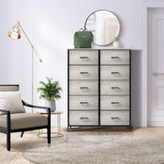 Dresser with 10 Faux Wood Drawers - Chest Organizer Unit