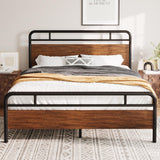 Queen Size Platform Bed Frame with Wooden Headboard and Footboard,